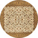 Round Persian Brown Traditional Rug, tr795brn