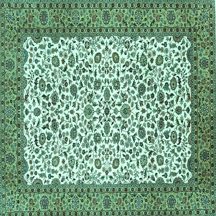 Square Machine Washable Persian Turquoise Traditional Area Rugs, wshtr795turq