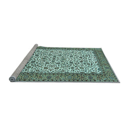 Sideview of Machine Washable Persian Light Blue Traditional Rug, wshtr795lblu
