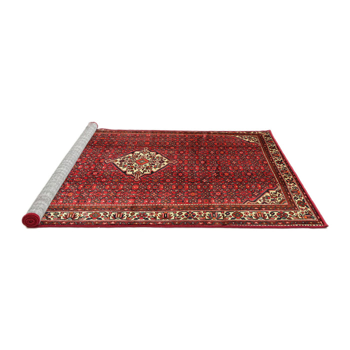 Sideview of Machine Washable Traditional Rust Pink Rug, wshtr796
