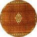 Round Persian Yellow Traditional Rug, tr796yw