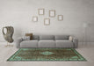 Machine Washable Persian Turquoise Traditional Area Rugs in a Living Room,, wshtr796turq