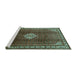 Sideview of Machine Washable Persian Turquoise Traditional Area Rugs, wshtr796turq