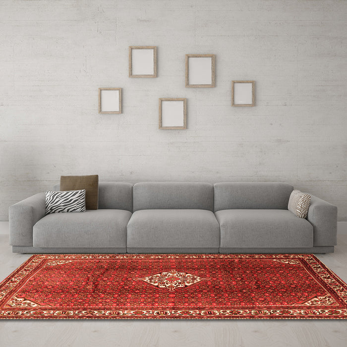 Machine Washable Persian Orange Traditional Area Rugs in a Living Room, wshtr796org