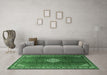 Machine Washable Persian Emerald Green Traditional Area Rugs in a Living Room,, wshtr796emgrn