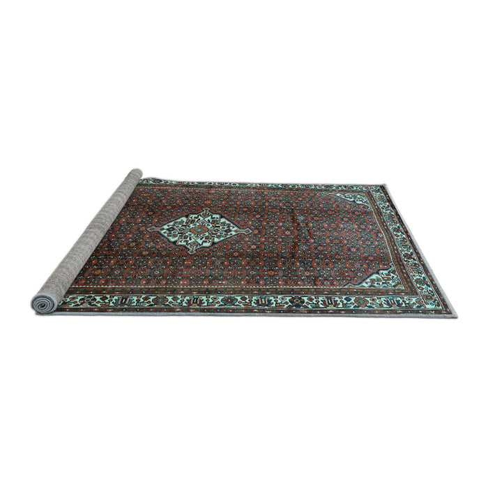 Sideview of Machine Washable Persian Light Blue Traditional Rug, wshtr796lblu