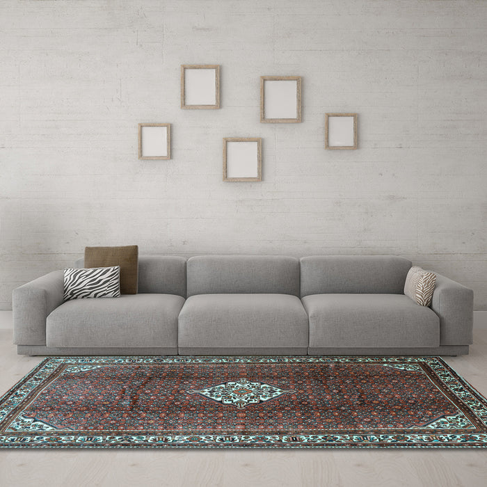 Machine Washable Persian Light Blue Traditional Rug in a Living Room, wshtr796lblu