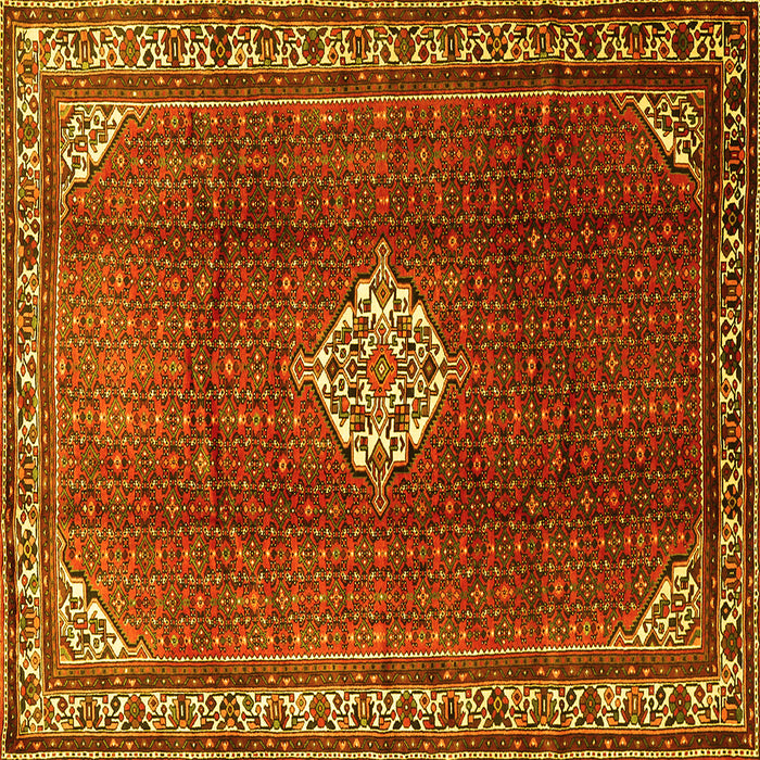 Square Machine Washable Persian Yellow Traditional Rug, wshtr796yw