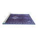 Sideview of Machine Washable Persian Blue Traditional Rug, wshtr796blu