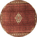 Round Machine Washable Persian Brown Traditional Rug, wshtr796brn