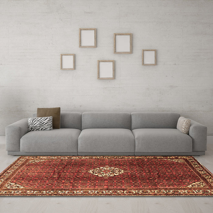 Machine Washable Persian Brown Traditional Rug in a Living Room,, wshtr796brn