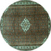 Round Persian Turquoise Traditional Rug, tr796turq