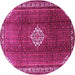 Round Machine Washable Persian Pink Traditional Rug, wshtr796pnk