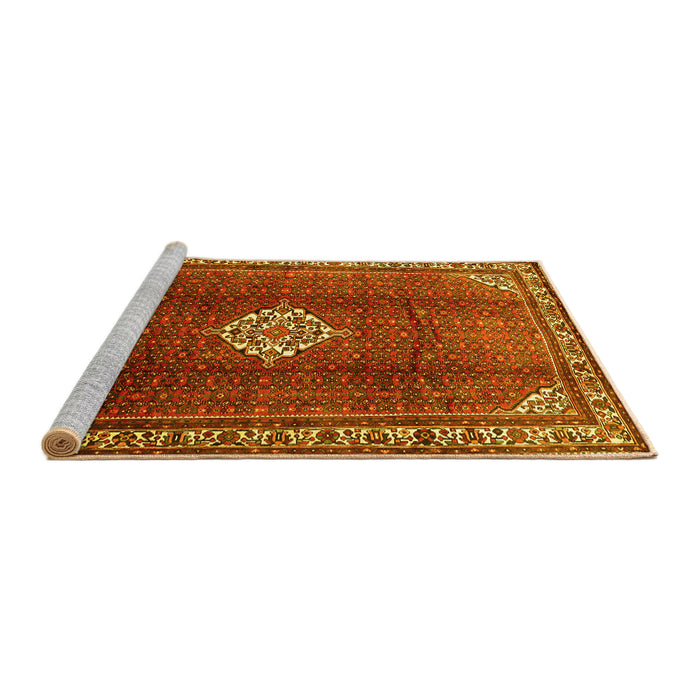 Sideview of Machine Washable Persian Yellow Traditional Rug, wshtr796yw