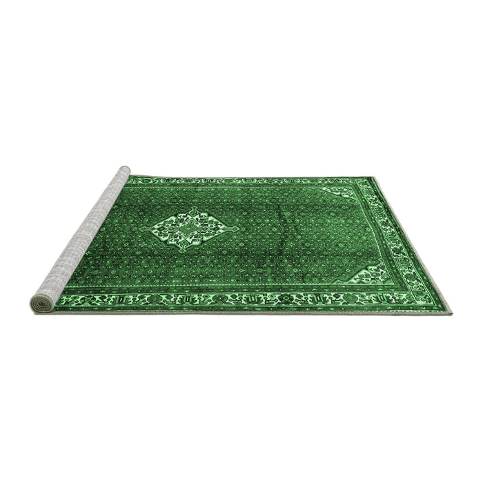 Sideview of Machine Washable Persian Emerald Green Traditional Area Rugs, wshtr796emgrn