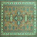 Square Machine Washable Persian Turquoise Traditional Area Rugs, wshtr797turq