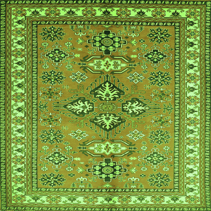 Round Machine Washable Persian Green Traditional Area Rugs, wshtr797grn
