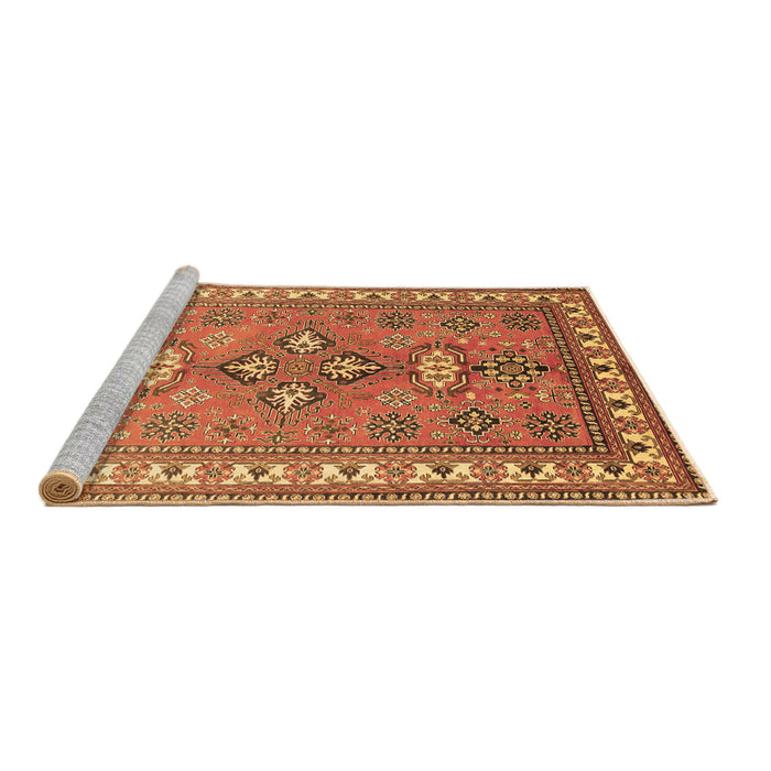 Sideview of Machine Washable Persian Brown Traditional Rug, wshtr797brn