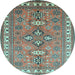 Round Persian Light Blue Traditional Rug, tr797lblu