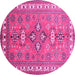 Round Persian Pink Traditional Rug, tr797pnk
