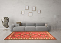 Machine Washable Persian Orange Traditional Rug, wshtr797org