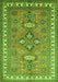 Serging Thickness of Machine Washable Persian Green Traditional Area Rugs, wshtr797grn