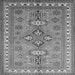 Round Machine Washable Persian Gray Traditional Rug, wshtr797gry