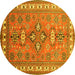 Round Machine Washable Persian Yellow Traditional Rug, wshtr797yw