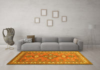 Machine Washable Persian Yellow Traditional Rug, wshtr797yw