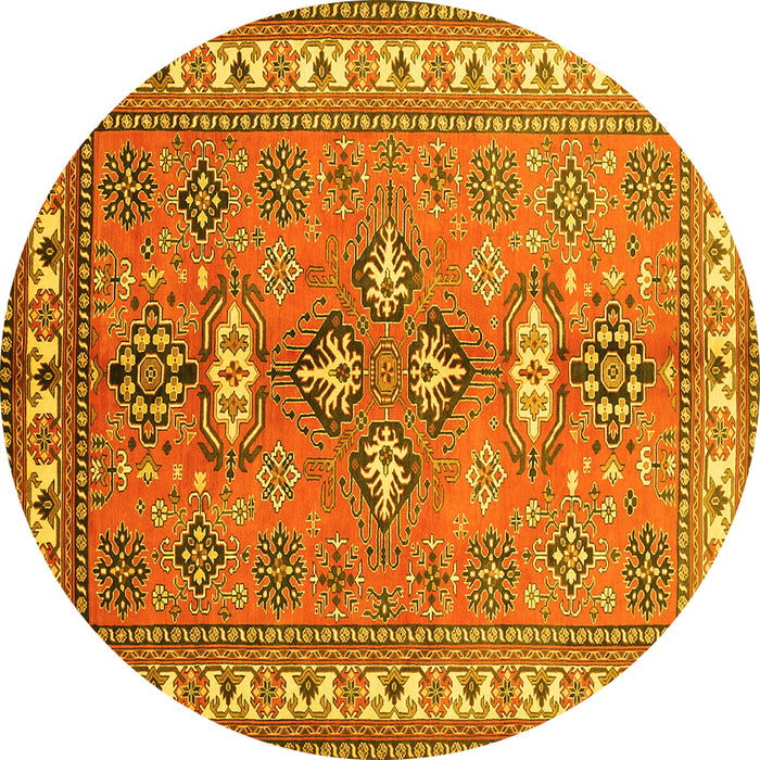 Round Persian Yellow Traditional Rug, tr797yw