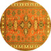 Round Persian Yellow Traditional Rug, tr797yw