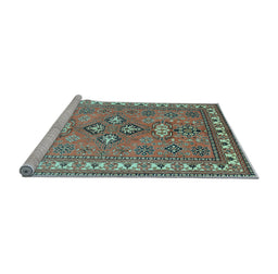 Sideview of Machine Washable Persian Light Blue Traditional Rug, wshtr797lblu