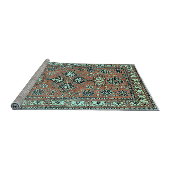 Sideview of Machine Washable Persian Light Blue Traditional Rug, wshtr797lblu