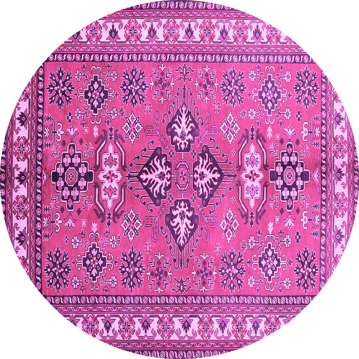 Round Machine Washable Persian Purple Traditional Area Rugs, wshtr797pur