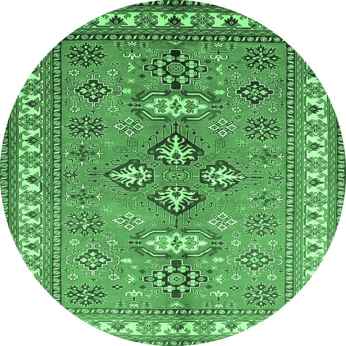 Round Persian Emerald Green Traditional Rug, tr797emgrn