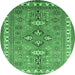 Round Persian Emerald Green Traditional Rug, tr797emgrn