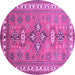 Round Persian Purple Traditional Rug, tr797pur