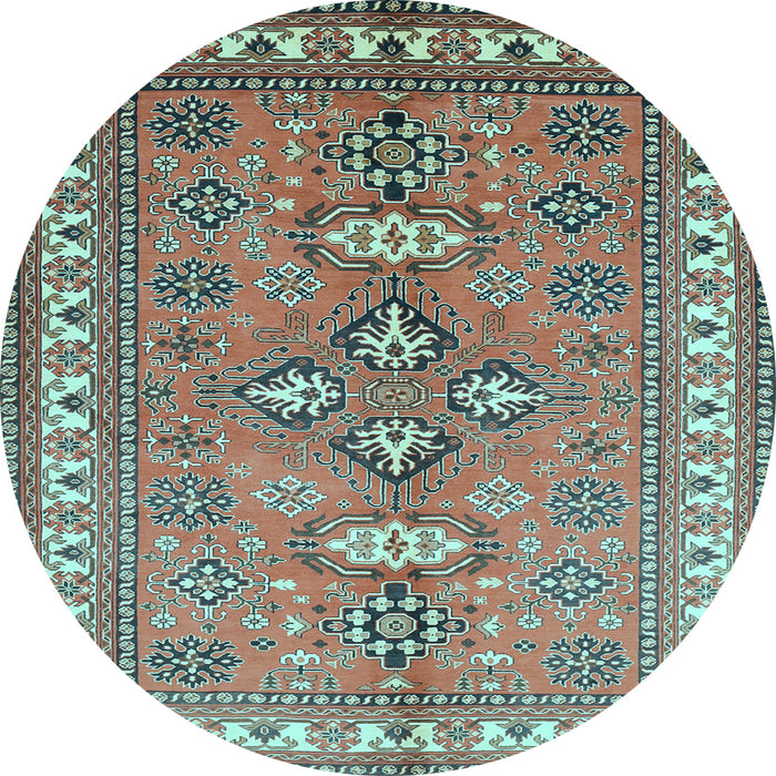 Round Machine Washable Persian Light Blue Traditional Rug, wshtr797lblu