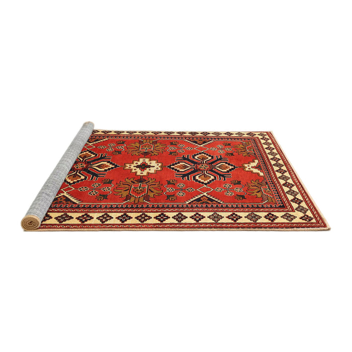 Sideview of Machine Washable Traditional Bronze Brown Rug, wshtr798