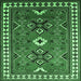 Square Geometric Emerald Green Traditional Rug, tr798emgrn