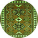 Square Geometric Green Traditional Rug, tr798grn