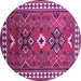 Round Geometric Purple Traditional Rug, tr798pur