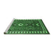Sideview of Machine Washable Geometric Emerald Green Traditional Area Rugs, wshtr798emgrn