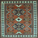 Square Geometric Light Blue Traditional Rug, tr798lblu