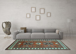 Machine Washable Geometric Light Blue Traditional Rug in a Living Room, wshtr798lblu