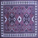 Square Geometric Blue Traditional Rug, tr798blu