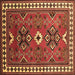 Square Machine Washable Geometric Brown Traditional Rug, wshtr798brn