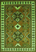 Serging Thickness of Machine Washable Geometric Green Traditional Area Rugs, wshtr798grn