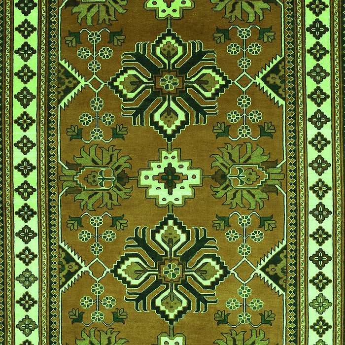 Serging Thickness of Machine Washable Geometric Green Traditional Area Rugs, wshtr798grn