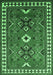 Machine Washable Geometric Emerald Green Traditional Area Rugs, wshtr798emgrn